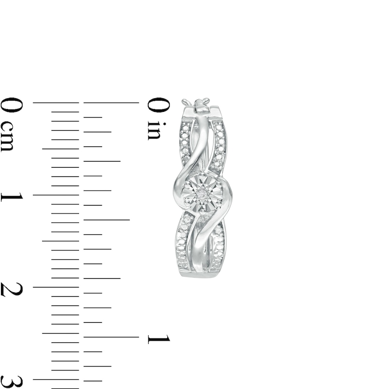 Main Image 3 of Diamond Accent Bypass Split Row Hoop Earrings in Sterling Silver