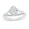 Thumbnail Image 0 of Diamond Accent Vintage-Style Claddagh Ring in Sterling Silver