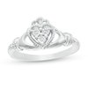 Thumbnail Image 1 of Diamond Accent Vintage-Style Claddagh Ring in Sterling Silver