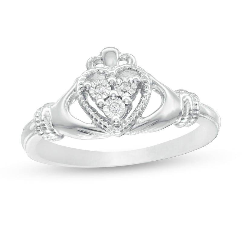 Diamond Accent Vintage-Style Claddagh Ring in Sterling Silver|Peoples Jewellers