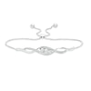 Thumbnail Image 1 of Diamond Accent Three Stone Cascading Flame Bolo Bracelet in Sterling Silver - 9.5"