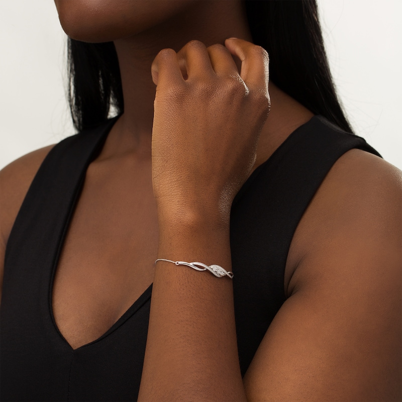 Main Image 2 of Diamond Accent Three Stone Cascading Flame Bolo Bracelet in Sterling Silver - 9.5"