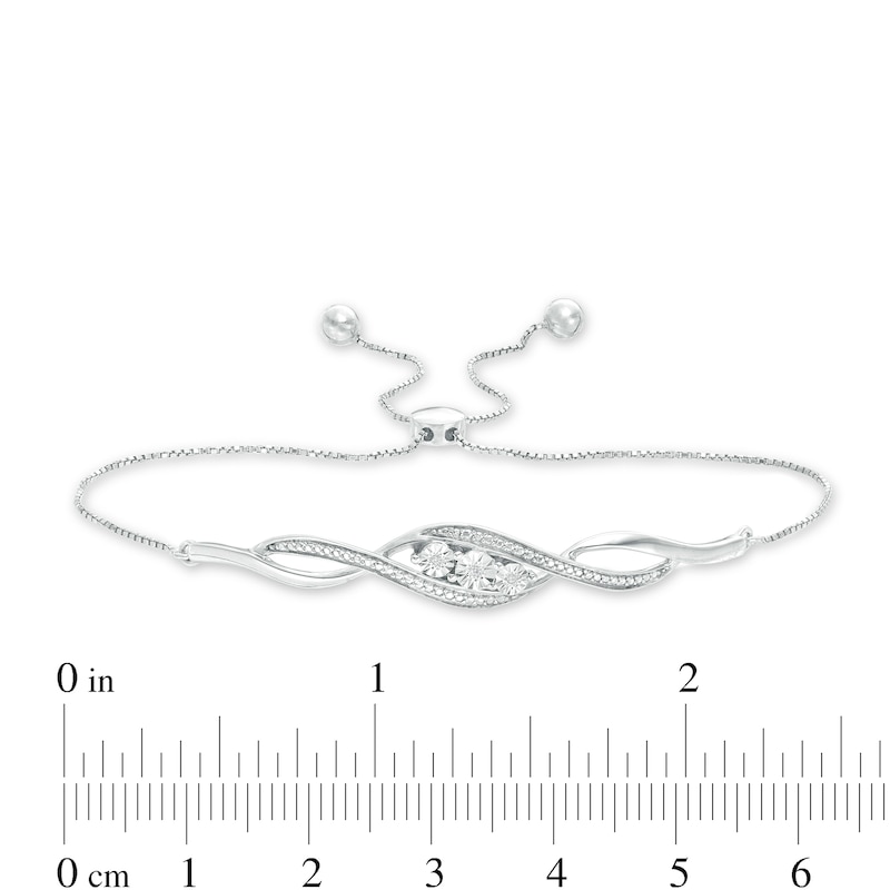 Main Image 3 of Diamond Accent Three Stone Cascading Flame Bolo Bracelet in Sterling Silver - 9.5"