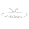 Thumbnail Image 0 of Diamond Accent Three Stone Cascading Infinity Bolo Bracelet in Sterling Silver - 9.5"