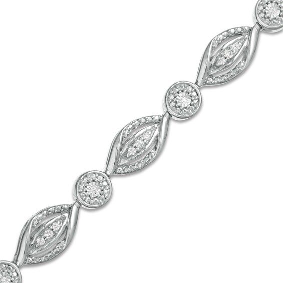 0.25 CT. T.W. Composite Diamond Alternating Flames Bracelet in Sterling Silver - 7.5"