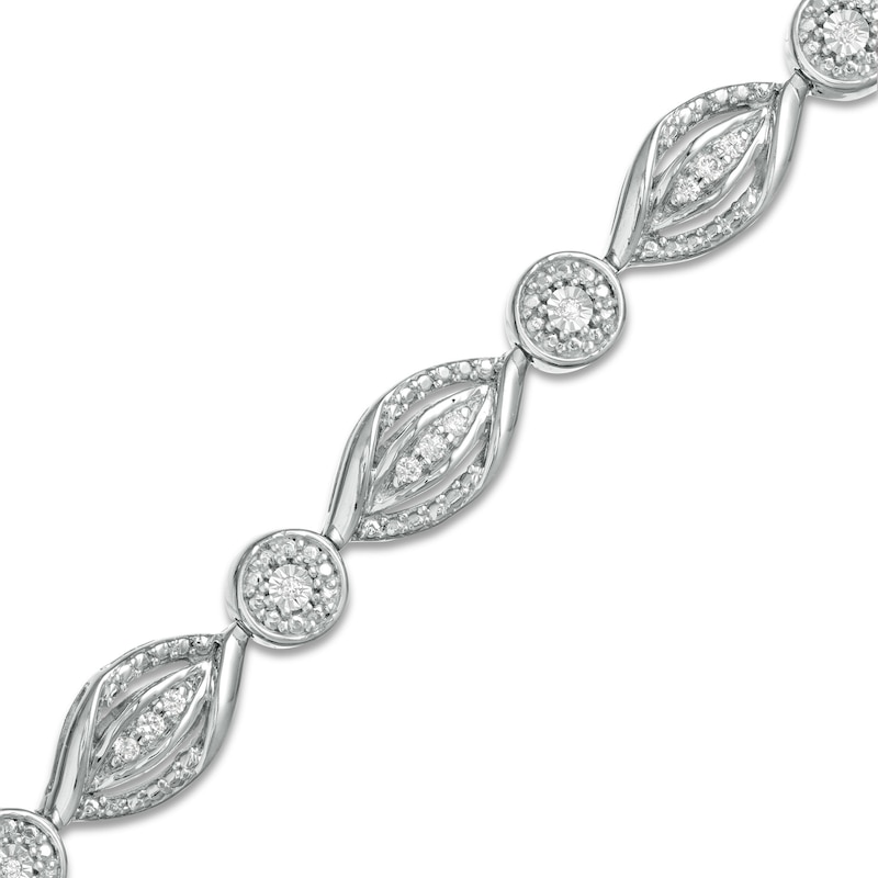 0.25 CT. T.W. Composite Diamond Alternating Flames Bracelet in Sterling Silver - 7.5"