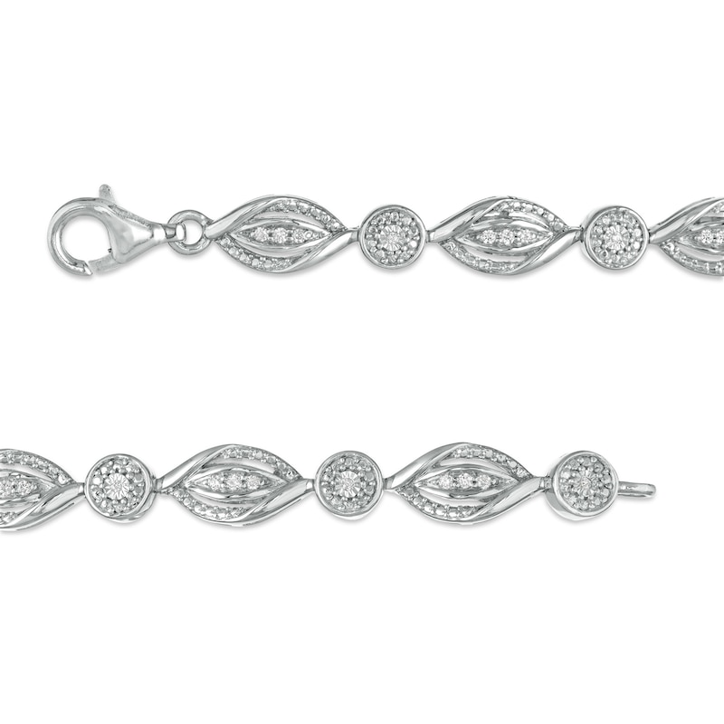 Main Image 3 of 0.25 CT. T.W. Composite Diamond Alternating Flames Bracelet in Sterling Silver - 7.5"