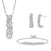 Thumbnail Image 1 of 0.30 CT. T.W. Diamond Cascading Braid Three Piece Set in Sterling Silver