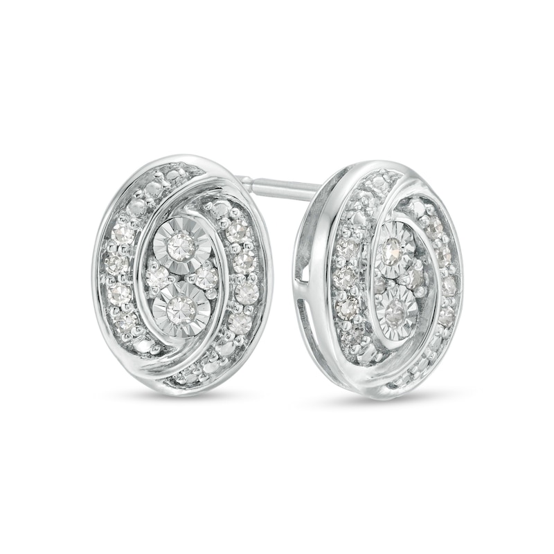 0.145 CT. T.W. Composite Diamond Oval Swirl Frame Stud Earrings in 10K White Gold