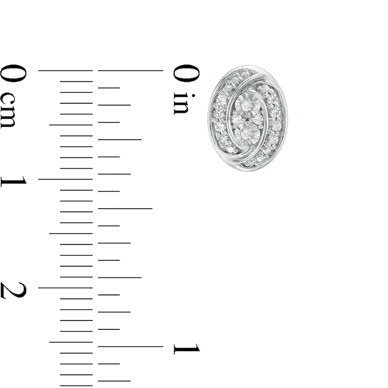 Main Image 3 of 0.145 CT. T.W. Composite Diamond Oval Swirl Frame Stud Earrings in 10K White Gold