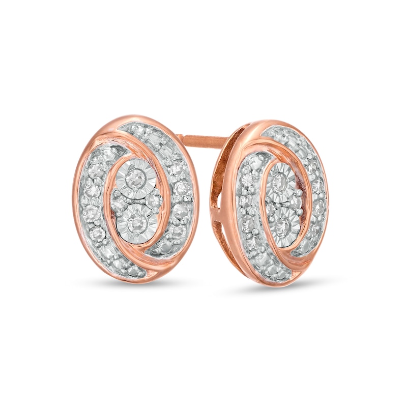 0.145 CT. T.W. Composite Diamond Oval Swirl Frame Stud Earrings in 10K Rose Gold