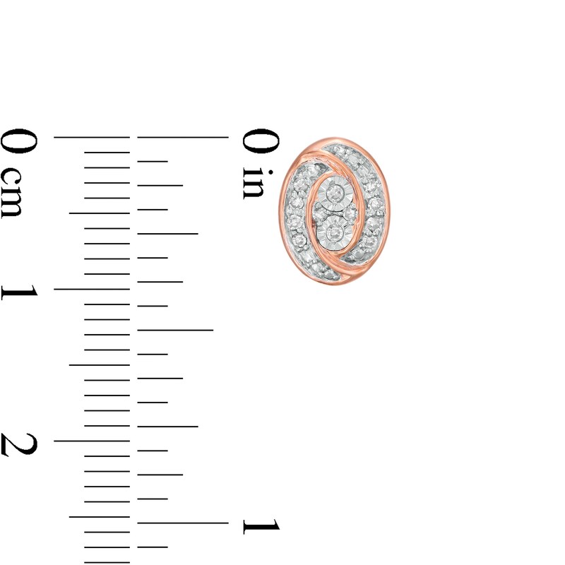 Main Image 3 of 0.145 CT. T.W. Composite Diamond Oval Swirl Frame Stud Earrings in 10K Rose Gold