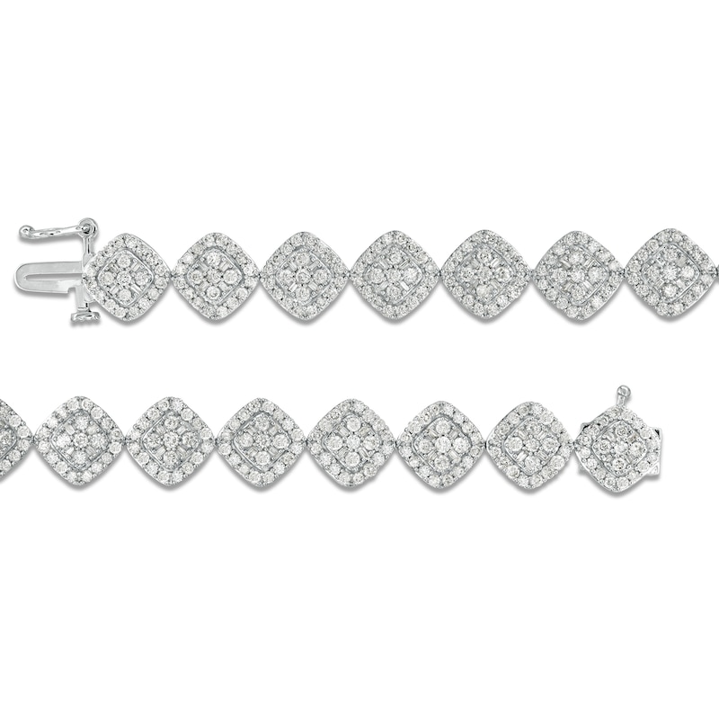 Main Image 3 of 5.00 CT. T.W. Composite Diamond Tilted Cushion Frame Link Bracelet in 10K White Gold - 7.5"