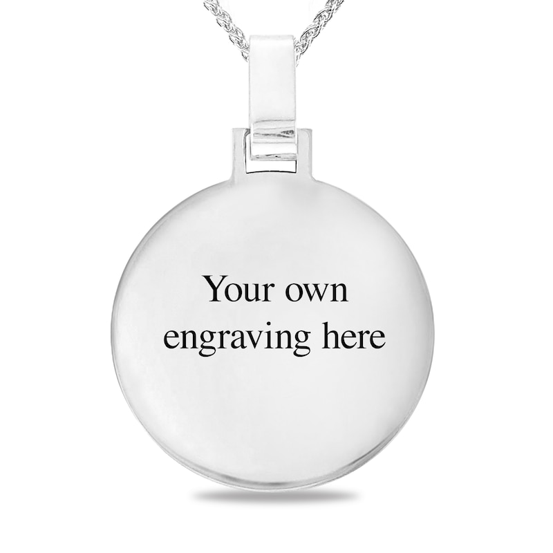 Main Image 2 of Men's Engravable Compass Disc Pendant in Sterling Silver (1-4 Lines)
