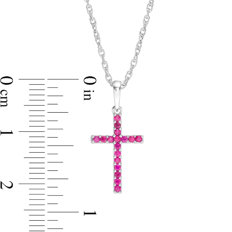 Main Image 3 of Ruby Cross Pendant in 10K White Gold