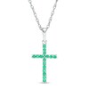 Thumbnail Image 1 of Emerald Cross Pendant in 10K White Gold