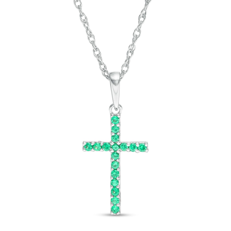 Emerald Cross Pendant in 10K White Gold|Peoples Jewellers