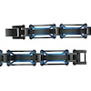 Thumbnail Image 2 of Multi-Finish Dog Tag, Cross Pendant and Link Chain Bracelet Set in Stainless Steel with Black and Blue IP - 24"
