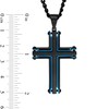 Thumbnail Image 3 of Multi-Finish Dog Tag, Cross Pendant and Link Chain Bracelet Set in Stainless Steel with Black and Blue IP - 24"