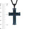 Thumbnail Image 2 of Men's Multi-Finish Dog Tag, Cross Pendant and Link Chain Bracelet Set in Stainless Steel with Black and Blue IP - 24"