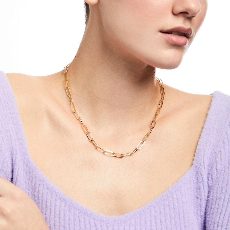Main Image 2 of 5.5mm Oval Link Chain Necklace in Hollow 10K Gold - 18"