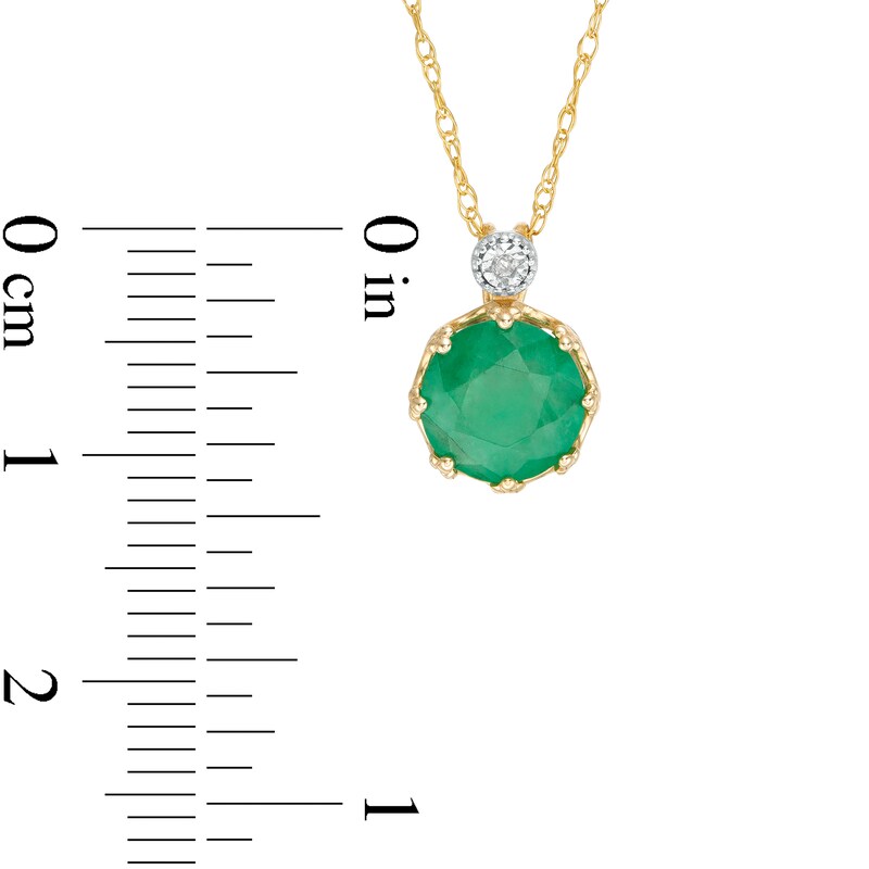 Main Image 2 of 7.0mm Emerald and Diamond Accent Pendant in 10K Gold