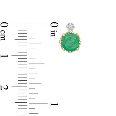 6.0mm Emerald and Diamond Accent Stud Earrings in 10K Gold