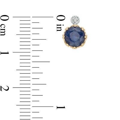 6.0mm Blue Sapphire and Diamond Accent Stud Earrings in 10K Gold