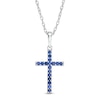 Thumbnail Image 1 of Blue Sapphire Cross Pendant in 10K White Gold