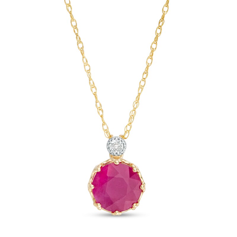 Main Image 1 of 7.0mm Ruby and Diamond Accent Pendant in 10K Gold