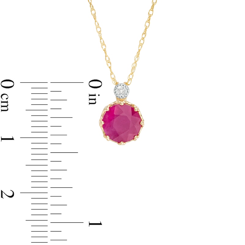 7.0mm Ruby and Diamond Accent Pendant in 10K Gold