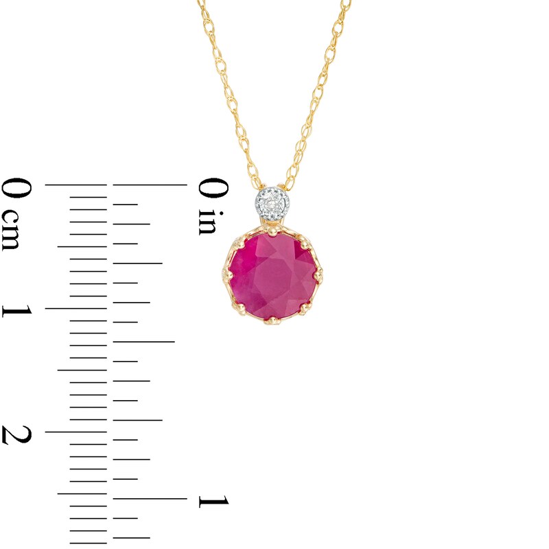 7.0mm Ruby and Diamond Accent Pendant in 10K Gold