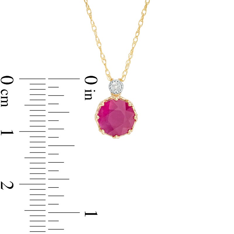 7.0mm Ruby and Diamond Accent Pendant in 10K Gold