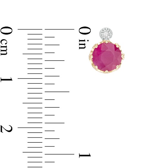 6.0mm Ruby and Diamond Accent Stud Earrings in 10K Gold