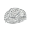 Thumbnail Image 0 of 1.00 CT. T.W. Baguette and Round Diamond Multi-Row Ring in 10K White Gold