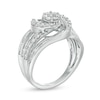 Thumbnail Image 2 of 1.00 CT. T.W. Baguette and Round Diamond Multi-Row Ring in 10K White Gold