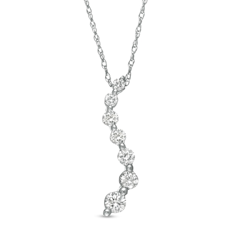 Main Image 1 of 0.33 CT. T.W. Journey Diamond Pendant in 10K White Gold