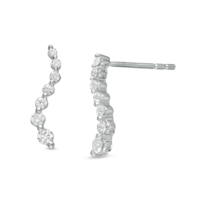 Main Image 1 of 0.33 CT. T.W. Journey Diamond Drop Earrings in 10K White Gold