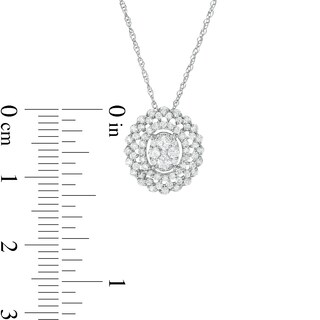 0.50 CT. T.W. Composite Diamond Oval Scallop Frame Pendant in 10K White Gold