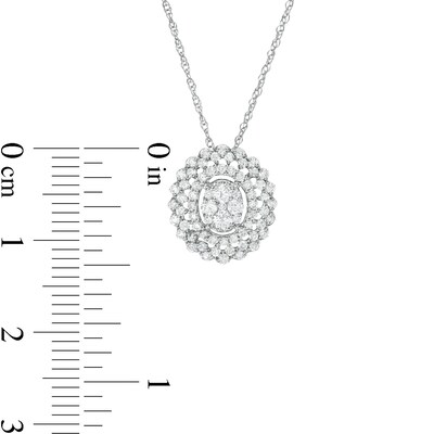 0.50 CT. T.W. Composite Diamond Oval Scallop Frame Pendant in 10K White Gold