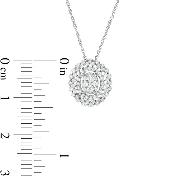0.50 CT. T.W. Composite Diamond Oval Scallop Frame Pendant in 10K White Gold
