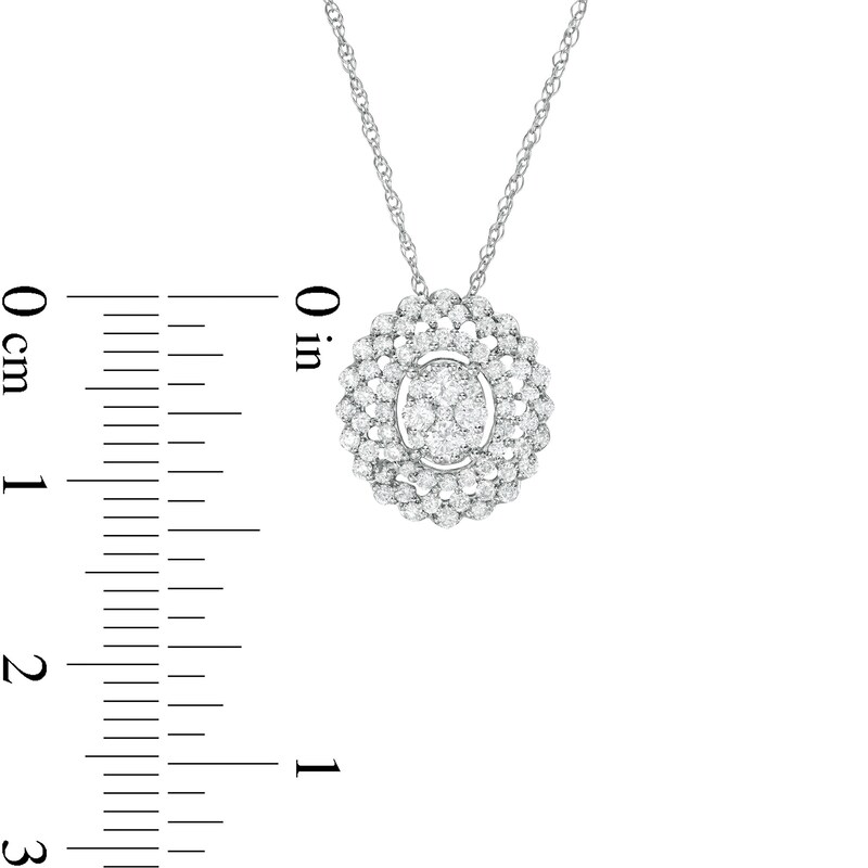 0.50 CT. T.W. Composite Diamond Oval Scallop Frame Pendant in 10K White Gold