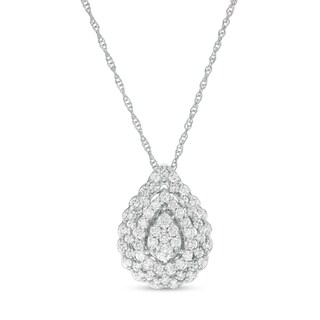 0.50 CT. T.W. Composite Diamond Teardrop Scallop Frame Pendant in 10K White Gold