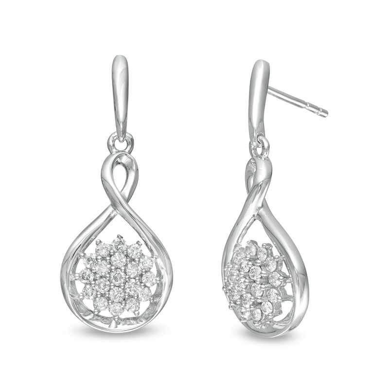 0.50 CT. T.W. Composite Diamond Twist Drop Earrings in 10K White Gold|Peoples Jewellers