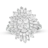 Thumbnail Image 0 of 2.00 CT. T.W. Baguette and Round Diamond Oval Sunburst Frame Ring in 10K White Gold