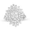 Thumbnail Image 1 of 2.00 CT. T.W. Baguette and Round Diamond Oval Sunburst Frame Ring in 10K White Gold