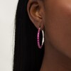 Thumbnail Image 2 of 3.0mm Lab-Created Ruby Hoop Earrings in Sterling Silver