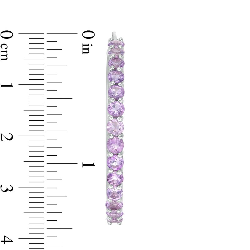 Main Image 3 of 3.0mm Amethyst Hoop Earrings in Sterling Silver