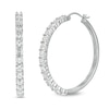 Thumbnail Image 1 of 3.0mm Lab-Created White Sapphire Hoop Earrings in Sterling Silver