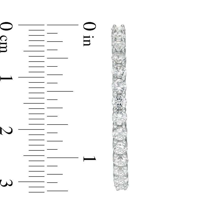 3.0mm Lab-Created Sapphire Hoop Earrings in Sterling Silver